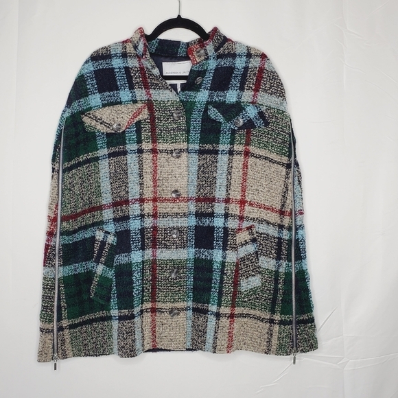 Anthropologie Davis Plaid Capelet One Size Andersen & Lauth Wool Blend Poncho - Picture 12 of 12
